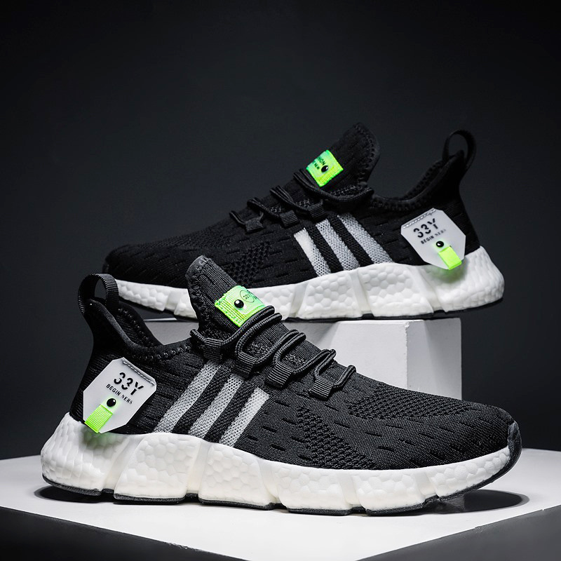 Cross-border foreign trade explosions men's shoes 2025 fly woven mesh surface ultra light couple running shoes men's casual breathable sneaker