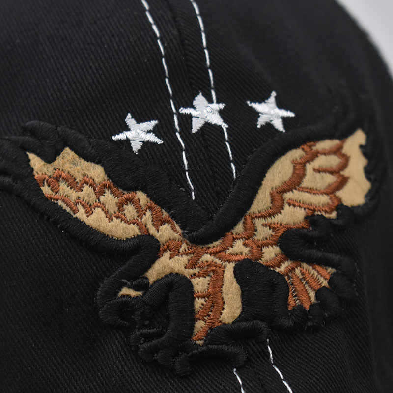 Algodón lavado transfronterizo clásico águila gorra de béisbol bordada lavada apenada gorra de pico al aire libre sombrero de sol al por mayor