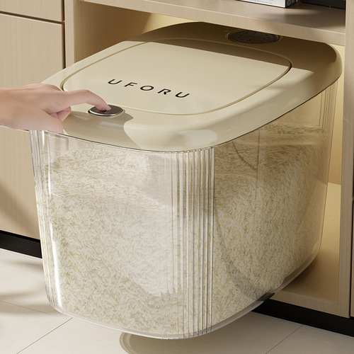 Household insect-proof and moisture-proof press rice barrel food-grade sealed large-capacity automatic rice storage box sealed jar rice cylinder