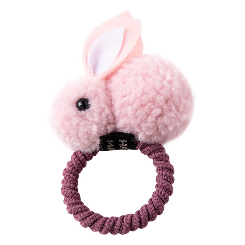 Nuevo pelo de los niños cuerda lindo pelo bola conejo pelo anillo niñas dibujos animados felpa lazo tocado goma cabeza banda cabeza Accesorios