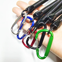 鋁合金加不鏽鋼登山扣失手繩防丟彈簧繩護竿繩路亞鉗失手繩