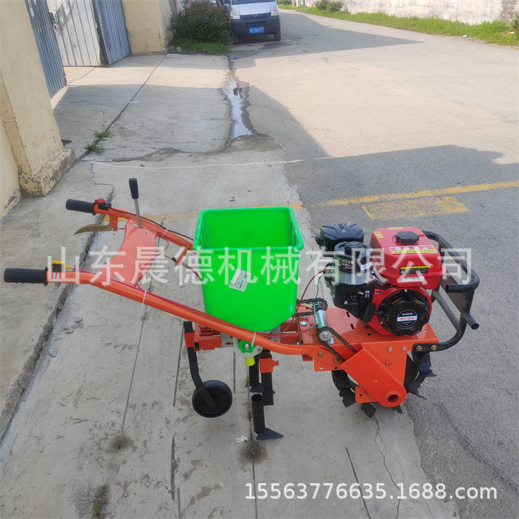 手推式单行施肥播种机 多功能施肥汽油一体施肥种玉米机