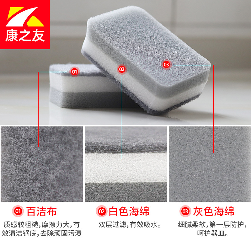 Gris esponja blanca de alta densidad engrosada mejorada lavavajillas bloque de esponja cocina limpieza del hogar fábrica de esponja para lavar platos