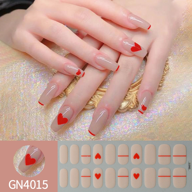 Ou Nai 20 refers to baking-free gel nail stickers Little Red Riding Book with simple grid line nail stickers a generation of hair