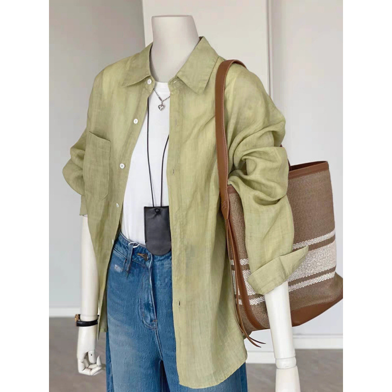 It's really good ~ it's disgusting! Tencel Shirt Sunscreen Shirt Women's Spring and Autumn 2025 Thin Lapel Single-breasted Long Sleeve