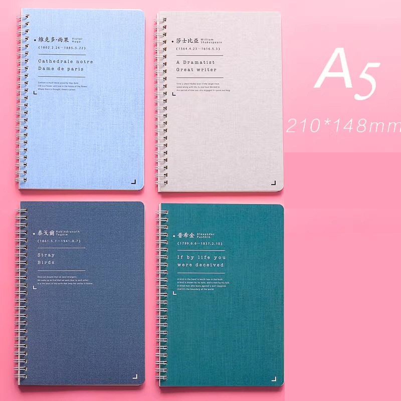 Cuaderno de notas de bobina b5 de color real simple en espiral de viento lindo dibujo animado a5 libro panda capibara