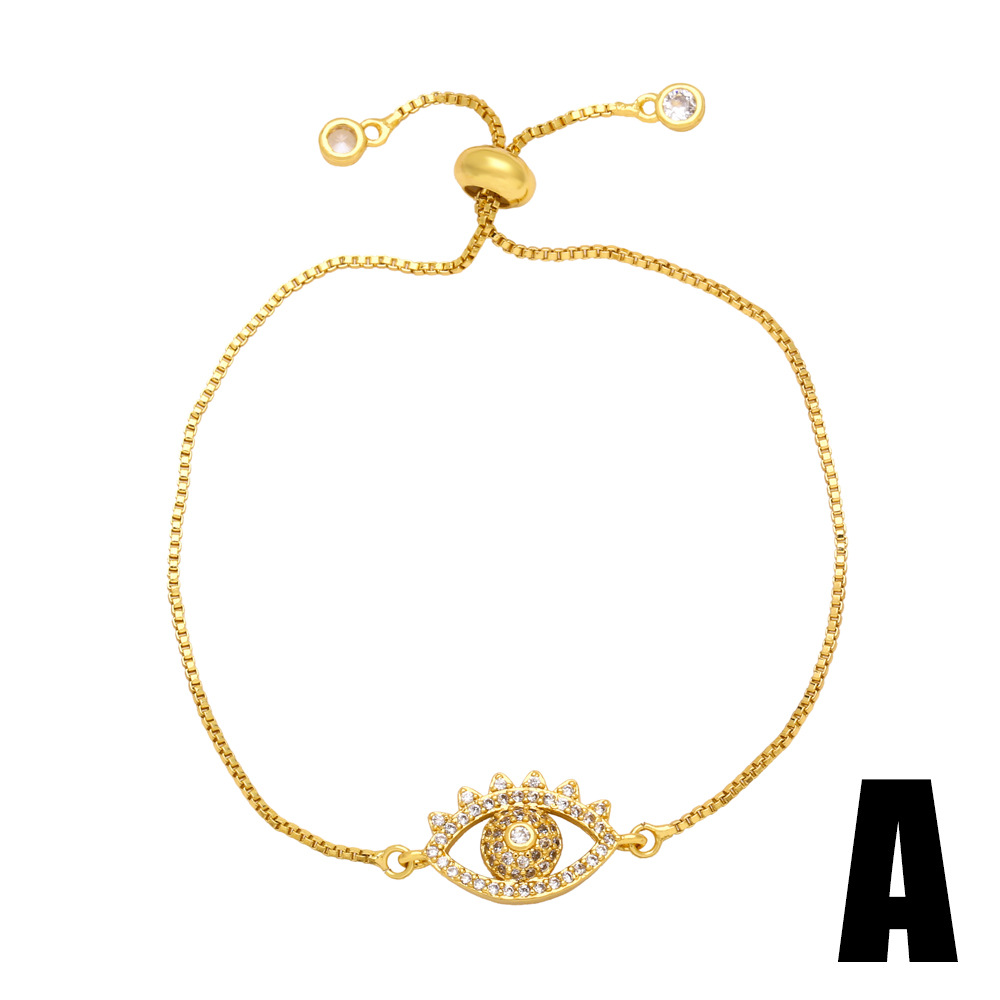 Fashion Cross Devilu0027S Eye Copper Plating Inlay Zircon Bracelets 1 Piece