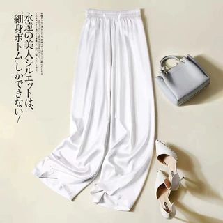 气质丝滑醋酸缎面冰丝阔腿裤女士2024夏季新款高腰休闲直筒裤长裤