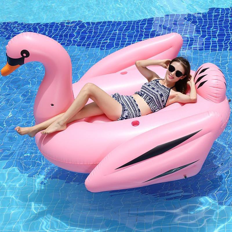 Inflatable swan float, flamingo swimming ring, unicorn adult floating bed, outdoor water swan pool