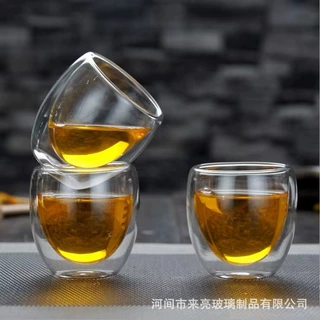 高硼硅玻璃杯杯花茶杯主人杯功夫茶具套装小茶杯双层杯现代简约