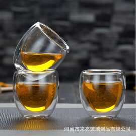高硼硅玻璃杯杯花茶杯主人杯功夫茶具套装小茶杯双层杯现代简约