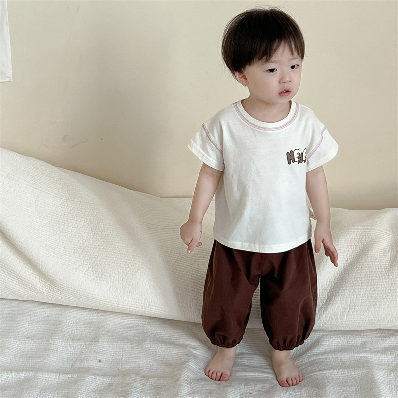 Ropa de verano para bebés delgados, camisetas de manga corta para niños, pantalones a prueba de mosquitos, ropa de verano para niños coreanos, ropa de verano para bebés