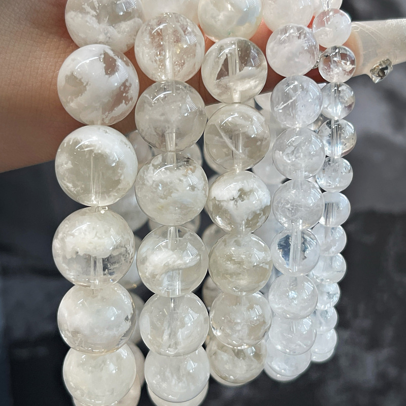 巧恩珠宝天然9A暴风雪白雪花幽灵高品质水晶手串手链厂家直销批发|undefined