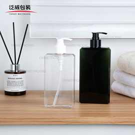 沐浴露洗发水瓶分装瓶PETG扁方棱角200ml-500ml乳液塑料瓶按压瓶