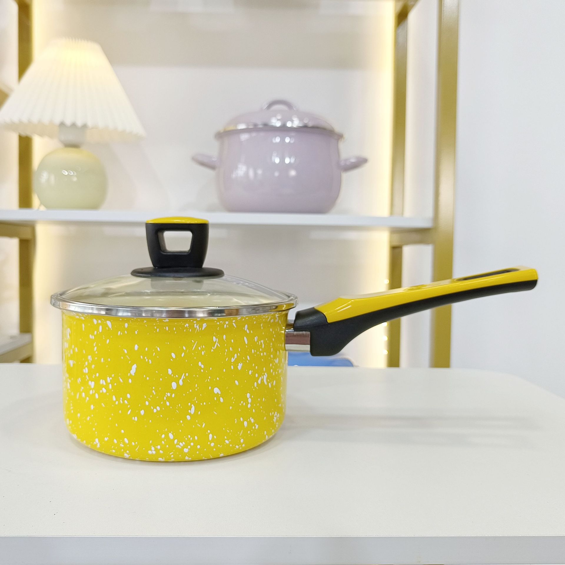 搪瓷单柄锅加厚珐琅汤锅炖锅煮面锅宿舍用泡面锅小火锅厂家热卖