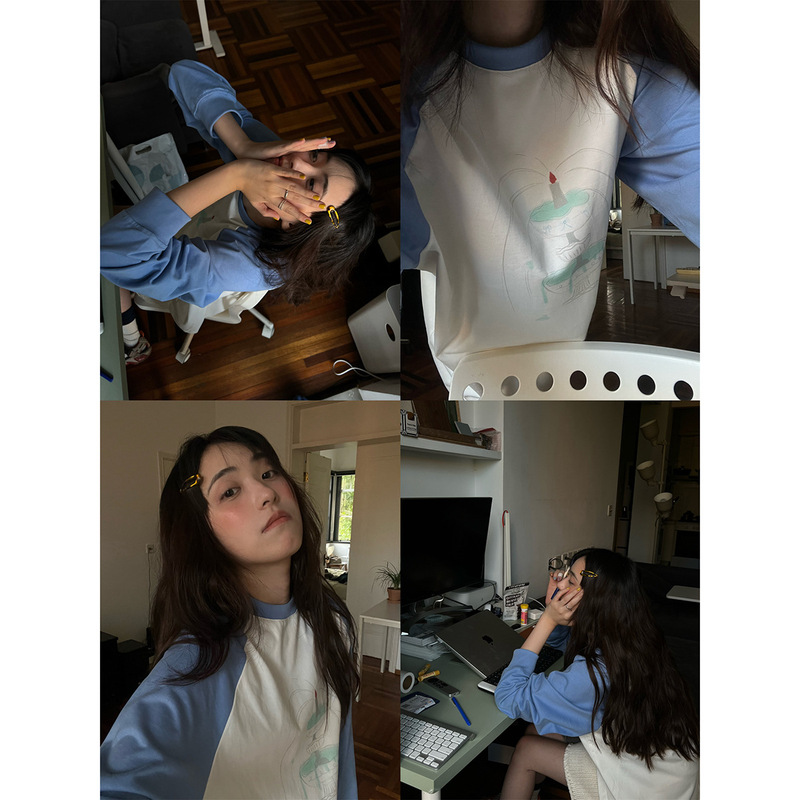 POXFFEE/许愿池长袖T恤女早秋chic上衣复古宽松设计感打底衫|undefined