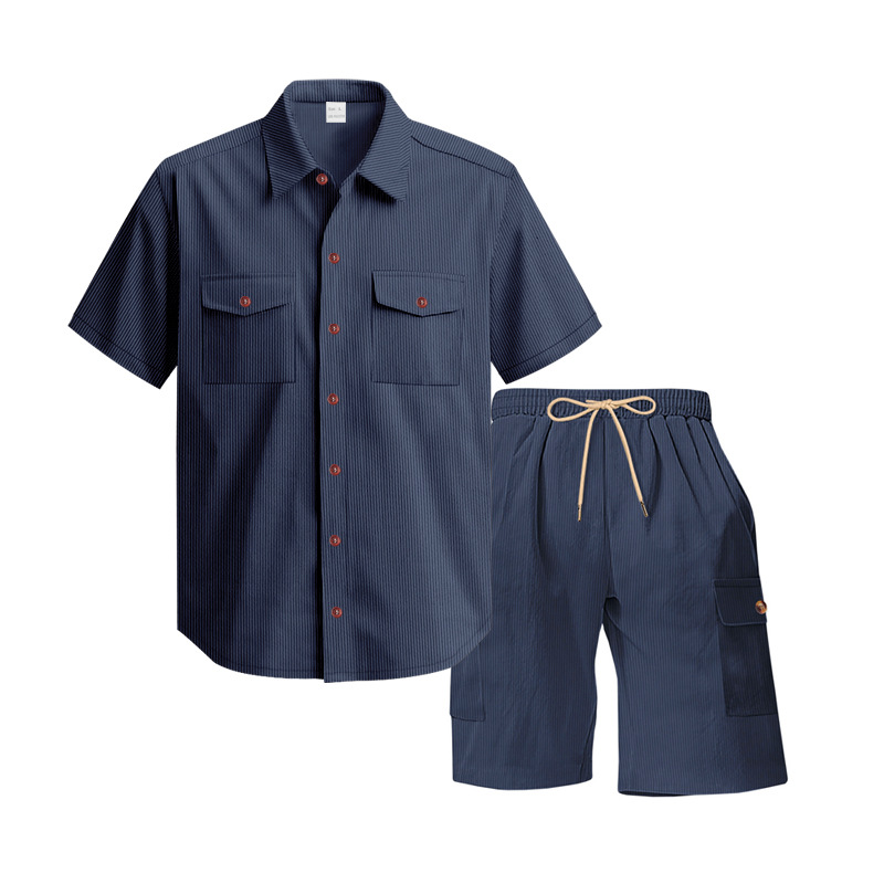 Completo camicia e pantaloncini in velluto a coste uomo caccia_voghion.com