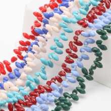 横孔水滴 6X12瓷玉料水晶玻璃散珠DIY 古风发饰材料珠帘散珠批发