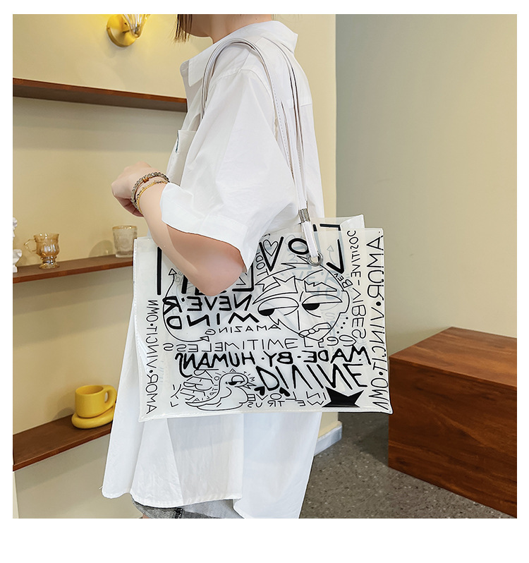 Large Capacity Bag For Women 2022 Summer New Fashion Shoulder Bag Western Style Leisure Transparent Jelly Tote Bag display picture 1