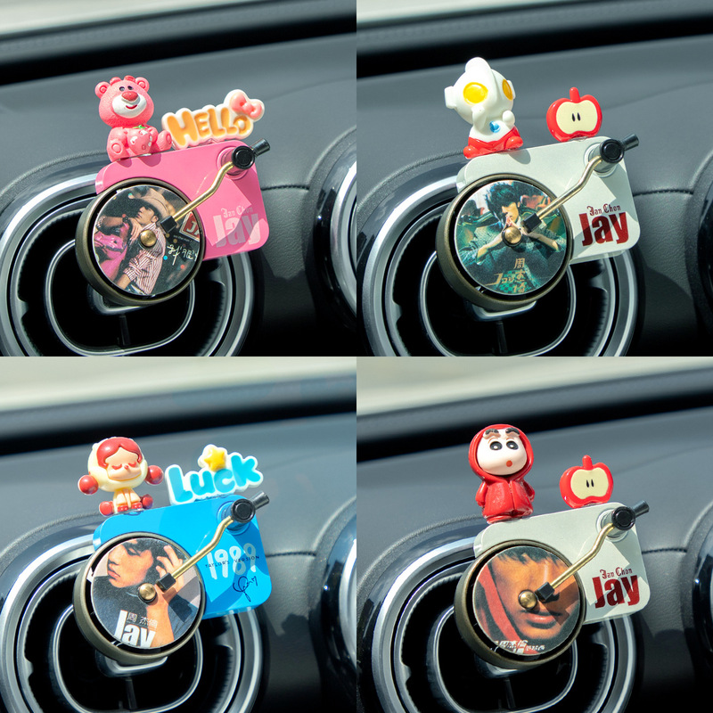 バブルマート車のスクリーン装飾品、かわいい漫画の車のエアベント、ラブブレコードプレーヤー、アロマセラピー|undefined