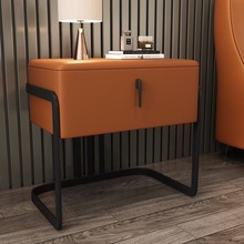 WXKG698意式极简床头柜现代简约床边柜北欧卧室轻奢皮艺