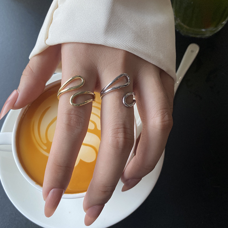 Korean fashion wavy design ring female trend silver plated copper jewelry