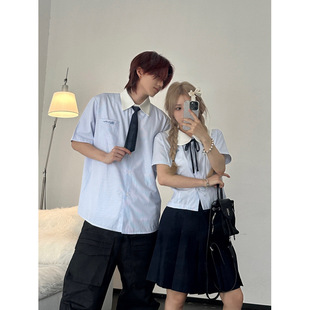 2025 Couple Outfit Summer College Style Embroidered Jk Uniform Women's Two-Piece Student Class Uniform Suit Men and Women