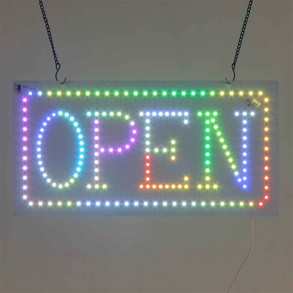 厂家直销出口RGB跑边开放式招牌全彩 LED OPEN sign 蓝牙遥控