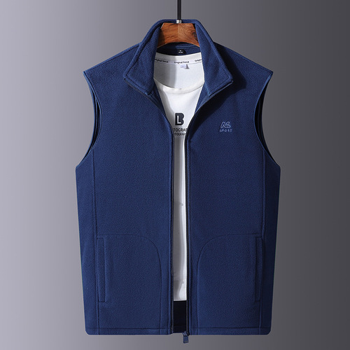 Mid-to-Old Age Fleece Lined Insulated Vest Jacket Autumn Stand Collar Spring and Autumn Style Top
