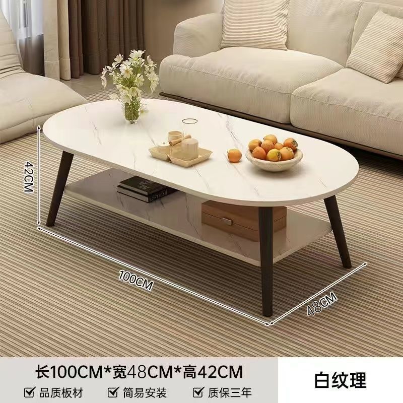 100CM 흰색 대리석 이중층 커피 테이블