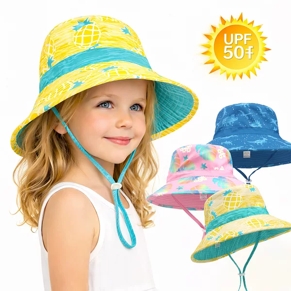 Children's Fisherman Hat, Summer Sun Protection Hat, Outdoor Hat for Boys and Girls, Multi-Color, Adjustable, Mesh Breathable