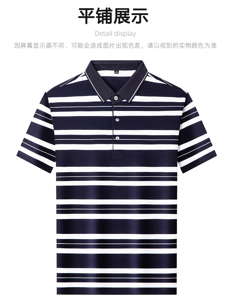 Áo polo nam tay ngắn lụa tơ tằm cao cấp cổ bẻ — Màu xanh 25012 chi tiết 7