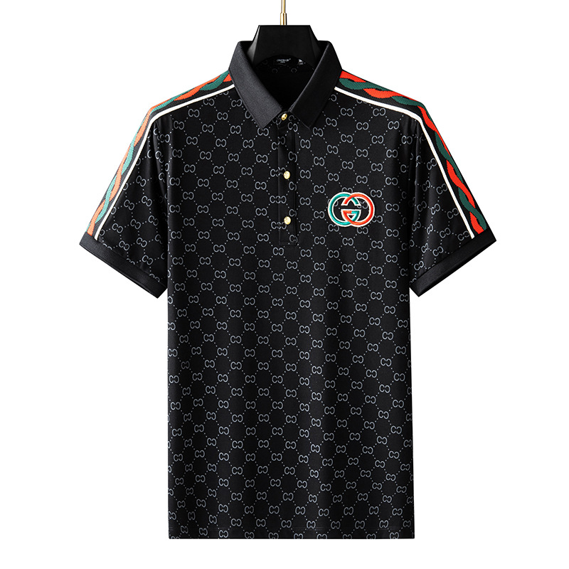 Camisa de Polo de manga corta bordada personalizada para hombre Camiseta de solapa impresa delgada de verano de los hombres de lujo de la estación europea