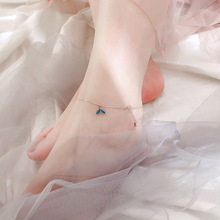 蓝色鱼尾脚链简约个性气质小众设计感清新学生脚环韩版女款