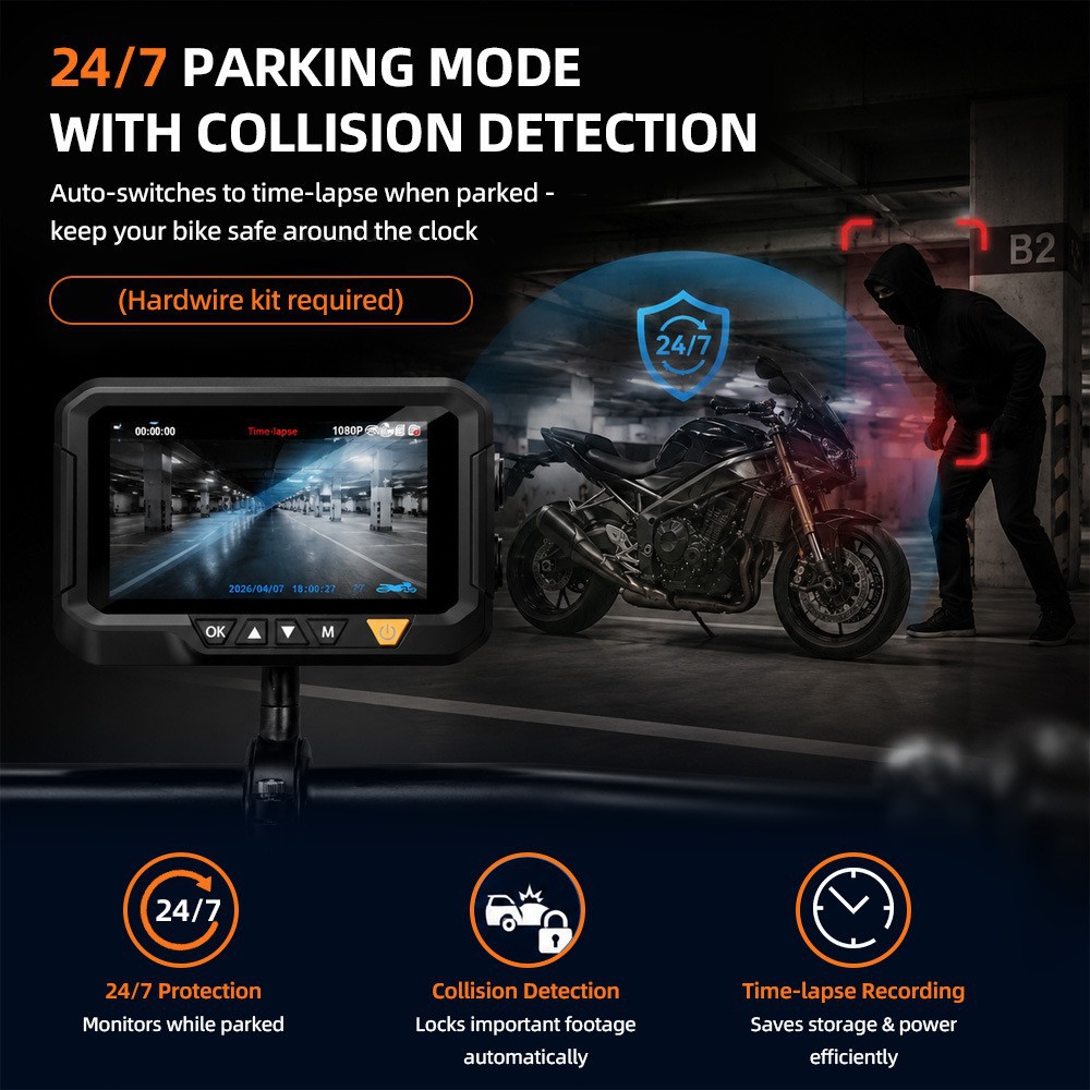 Cross-border motorcycle recorder, high-definition waterproof motorcycle recorder, WiFi connectivity, dual front and rear recording of driving trajectory