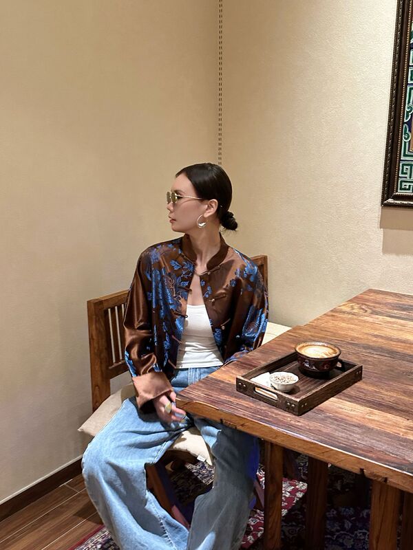 南油批发2025年秋季新款 重磅桑蚕丝老缎 新中式外套上衣气质复古|undefined