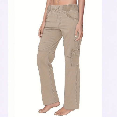 Women's Relaxed Fit Slimming Loose-fitting Casual Multi-Pocket Solid Color Pants - EU 2025 Fashion