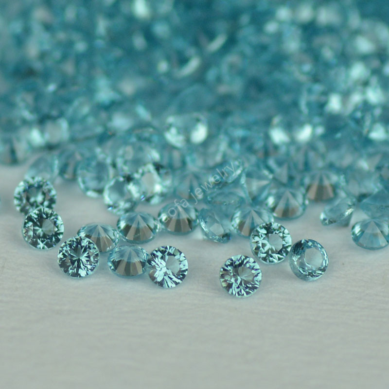 For 0.8~8mm Waxable Nano-Blue-Green Paraiba Round Loose Stone Blue Paraiba Artificial Gemstone