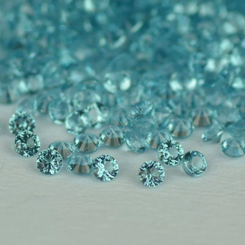 Набор нано-голубо-зелёных круглых свободных камней Paraiba 0.8~8 мм