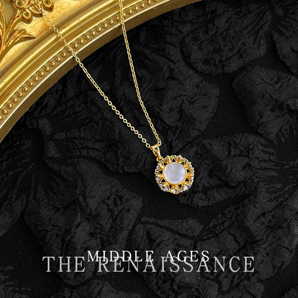 Vintage Dandelion Light Antique Style Real Shell Necklace Electroplated with 18K Real Gold