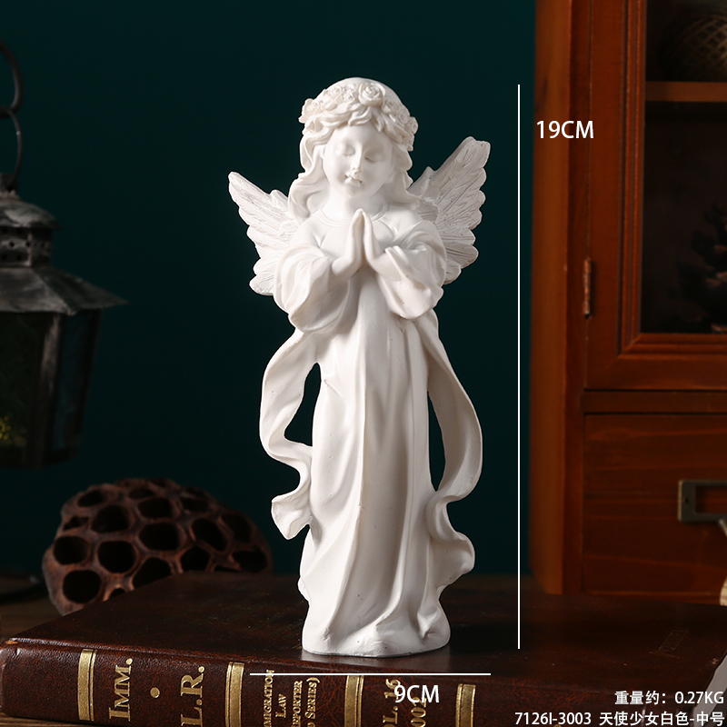 Ángel retro europeo adornos estatuas de yeso de resina americana escultura accesorios de decoración de escritorio de chicas
