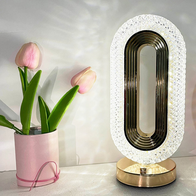 Luz de cristal de lujo lámpara de escritorio dormitorio de cabecera de cama de alto nivel decoración de pista creativa sala de estar toque luz nocturna led luz nocturna