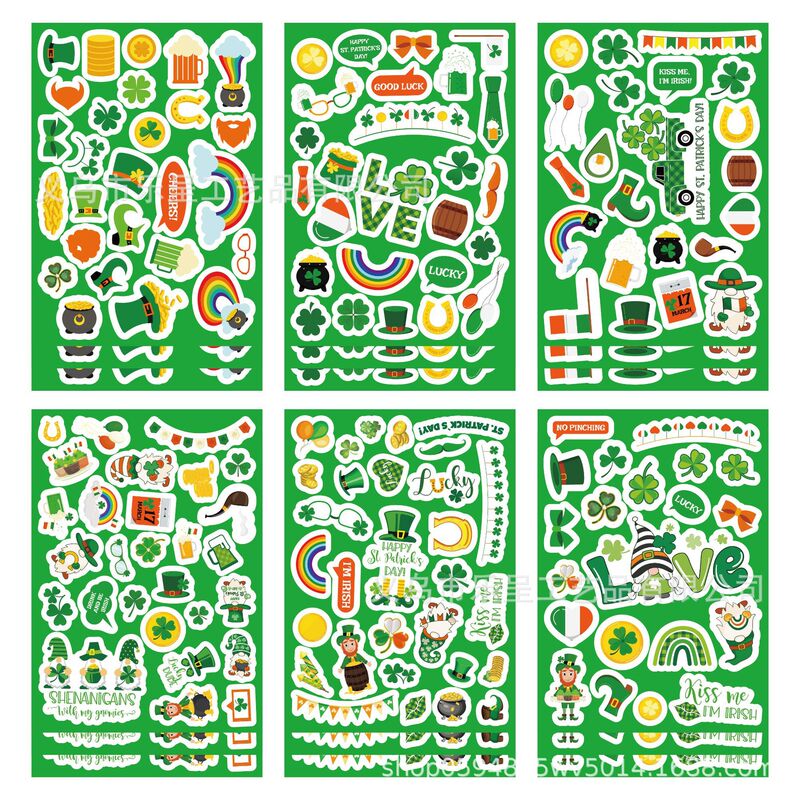Cross Border New St Patrick's Day Cartoon Stickers Irish Festival Dwarf Clover Element Sticker Decorations Cross Border New St Patrick's Day Cartoon Stickers Irish Festival Dwarf Clover Element Sticker Decorations