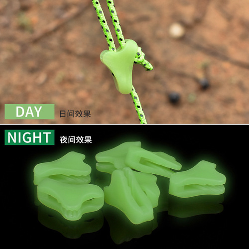 Outdoor glow rope knot fluorescent color tent rope knot safety warning canopy rope plastic accessories triangle knot