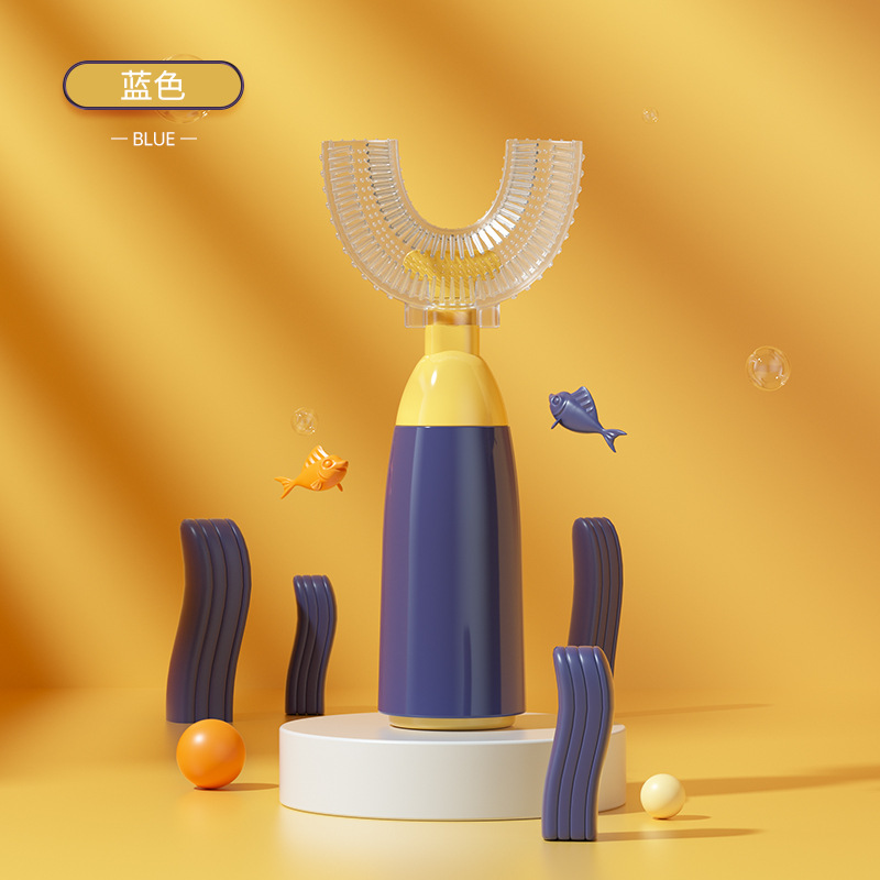 Nuevo manual para niños cepillo de dientes en forma de U cepillo de dientes de silicona boca de cerdas suaves que contiene limpieza manual de silicona en forma de U cepillo de dientes para niños