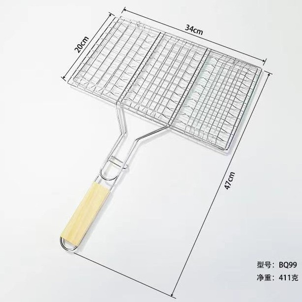Fábrica en stock seis hamburguesa barbacoa red galvanoplastia grande clip de pescado a la parrilla barbacoa al aire libre clip barbacoa herramientas