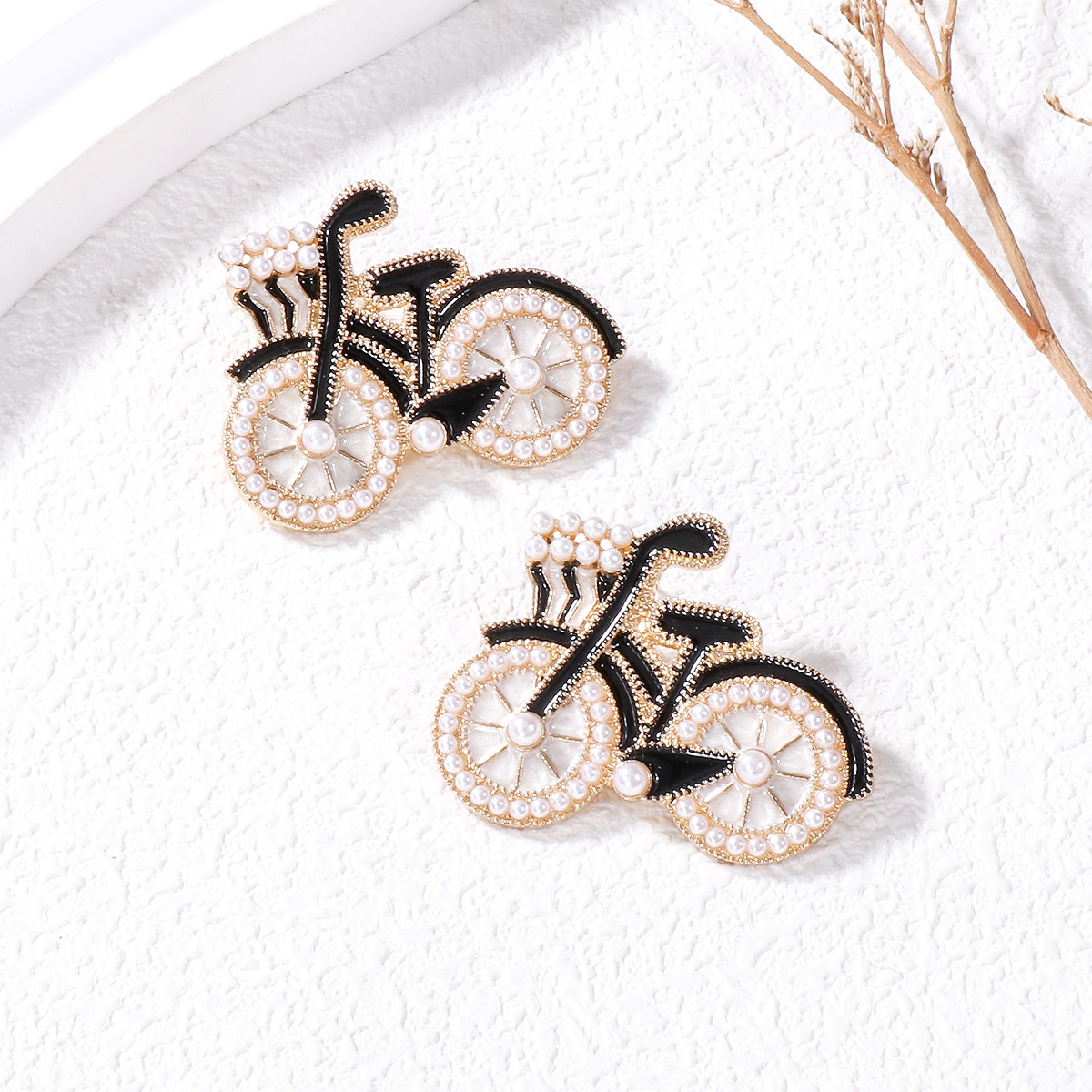 Cute Sweet Bicycle Alloy Artificial Pearls Women's Ear Studs 1 Pair display picture 12