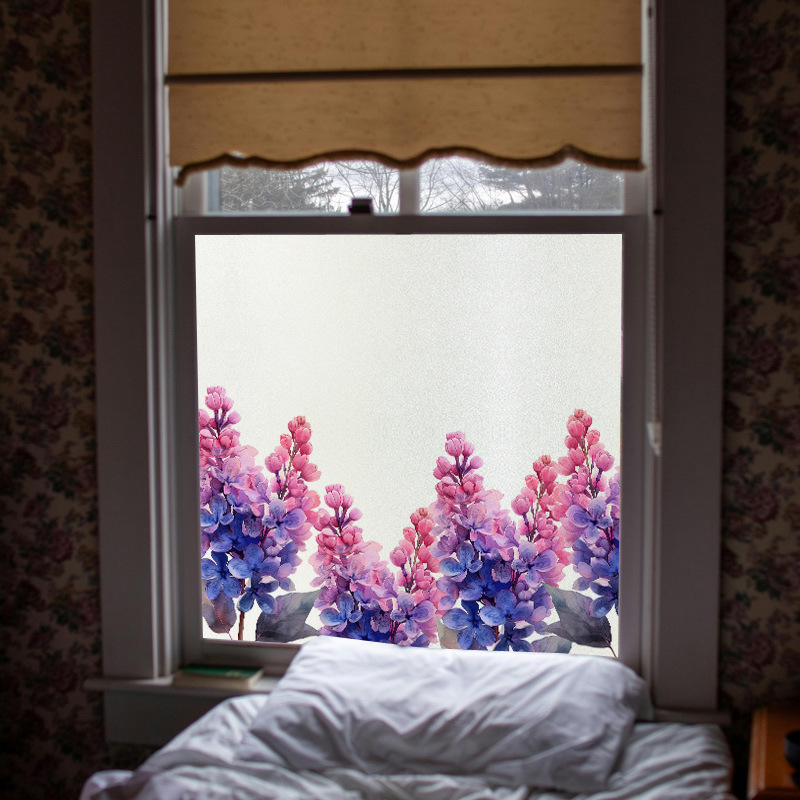 Removable PVC Light Transparent Opaque D7421 Dream Lavender Living Room Bedroom Decorative Self-Adhesive Decorative Glass Sticker