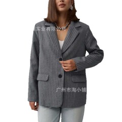 条纹波点高级感西装外套女春秋季2025新款宽松中长款长袖上衣潮女
