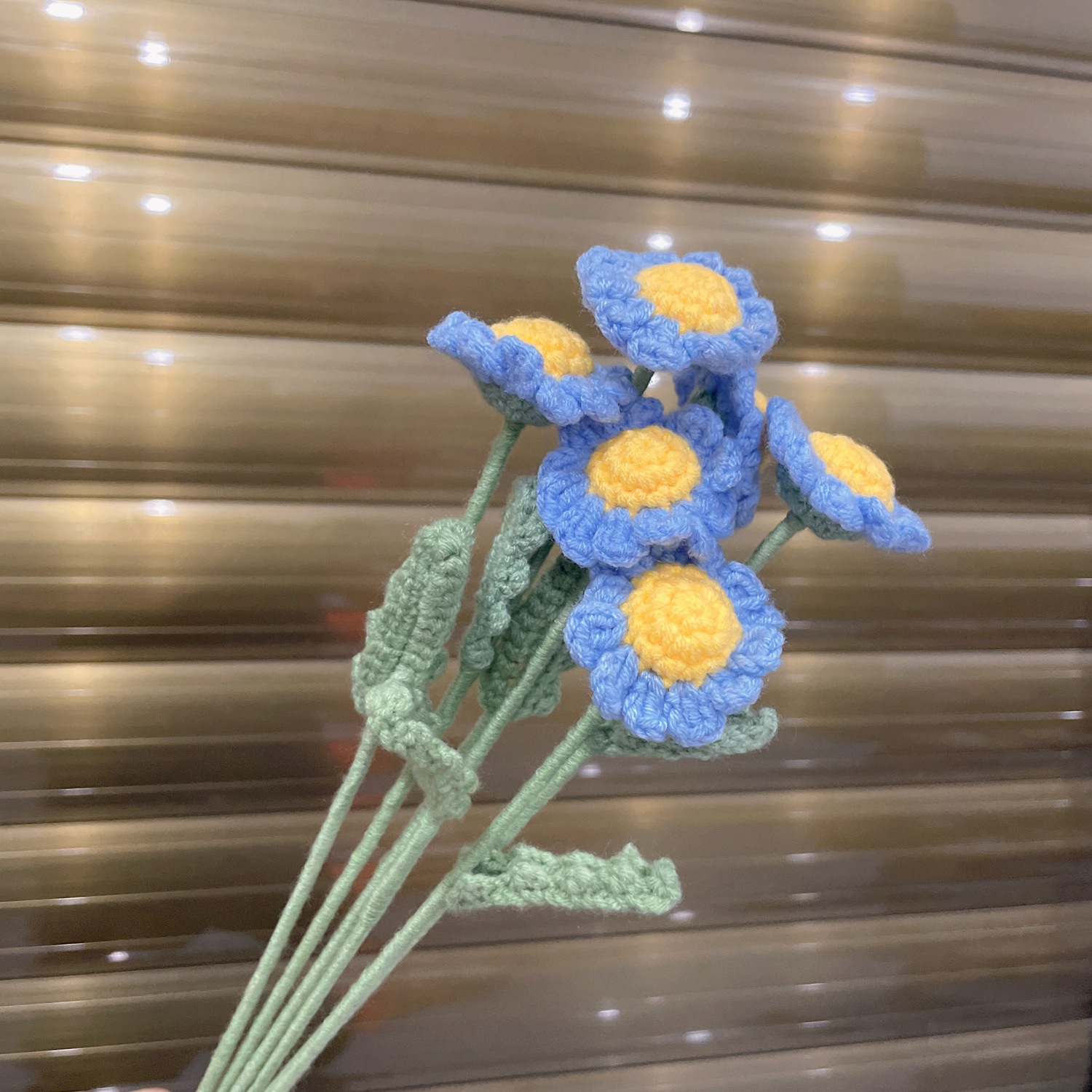 Lily tejido a mano acabado rosa Lily Tulip flor artificial lana ramo regalo